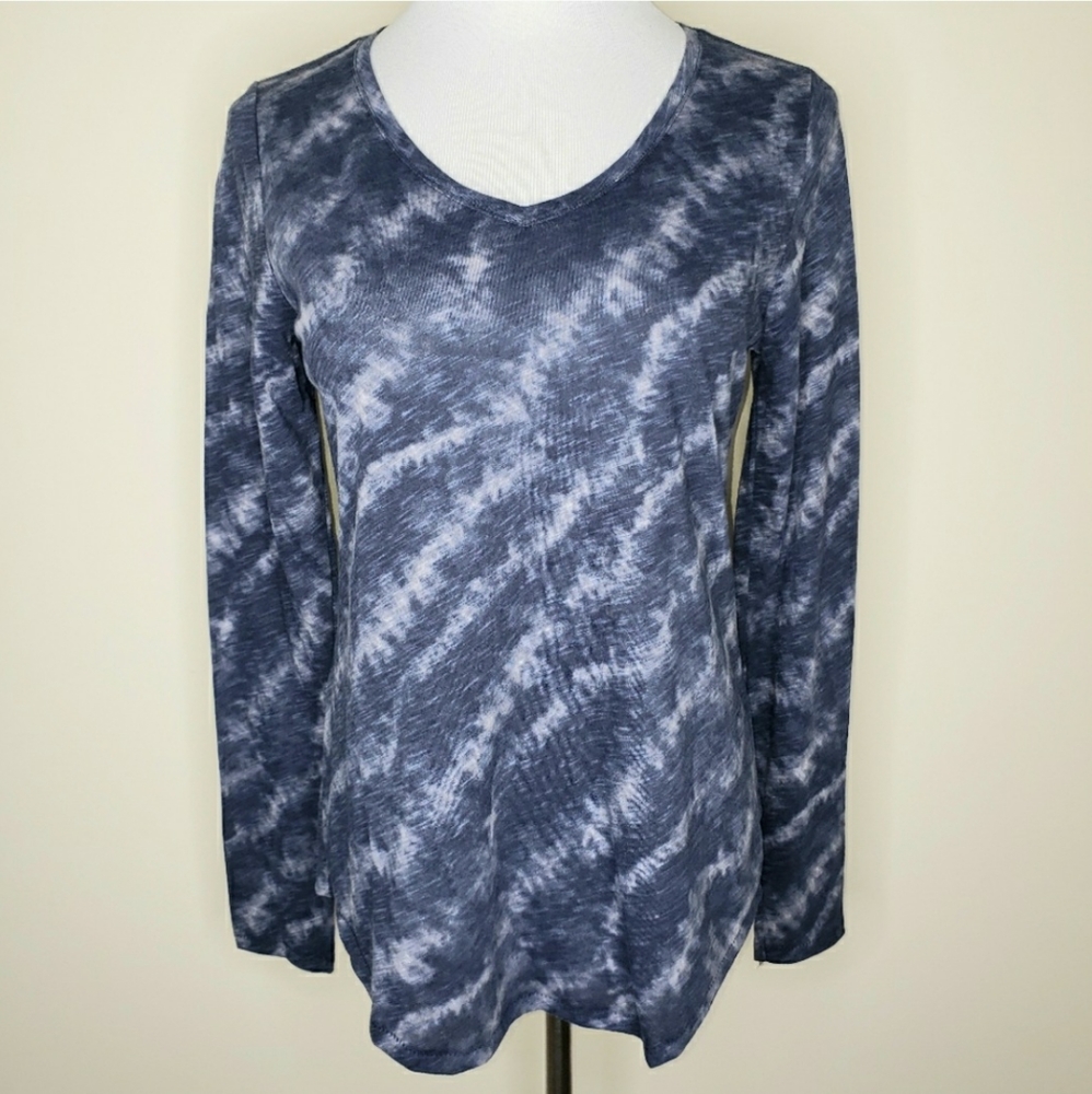 Sonoma Long Sleeve V-Neck Tee Blue Tie Dye Size Sz Small